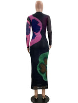 Floral Print Bodycon Maxi Dress image 4