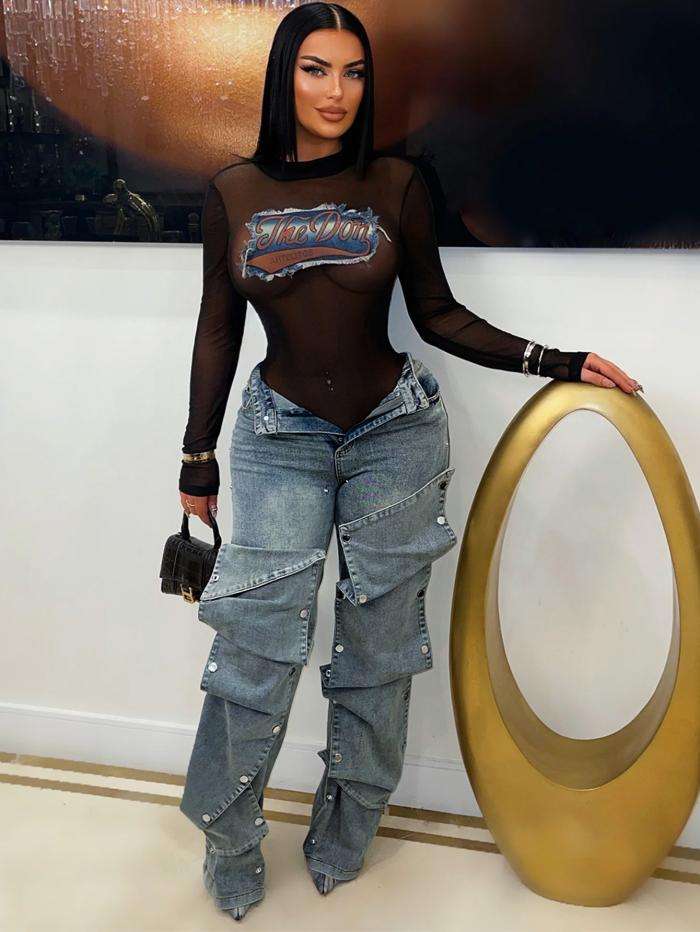 Irregular Snapped Denim Pant image 1