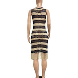 Crochet Knit Fringe Midi Dress image 5