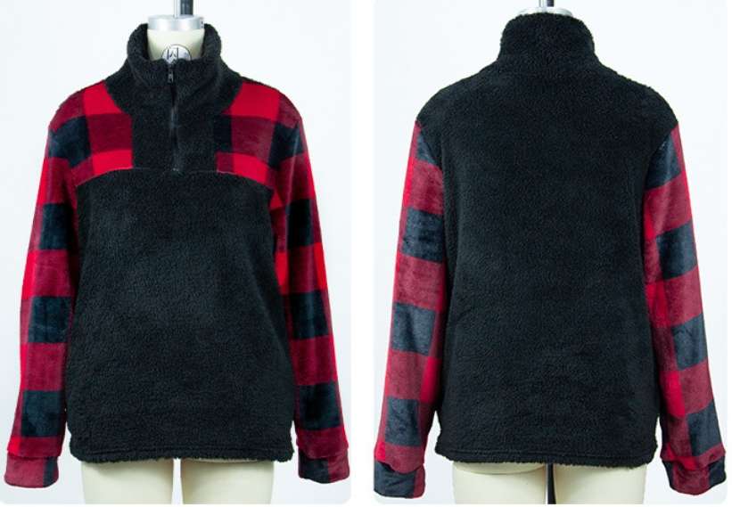 Patchwork Half Zip Hoodie Pullover Sweatshirt image 2