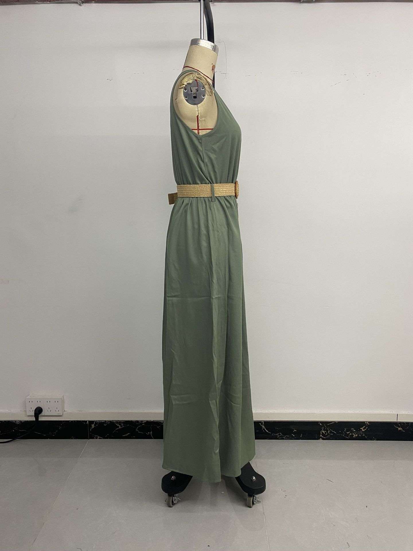 Sleeveless Button-Front Maxi Dress with Belt image 6