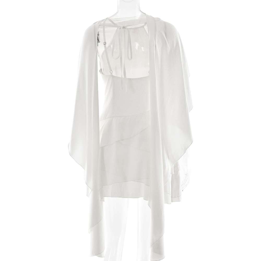 Asymmetric Dress with Cape Detail image 6