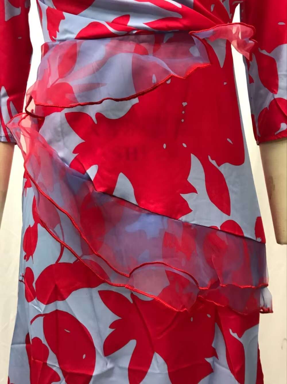 Fashionable High Waist Printed V Neck Party Dress image 4