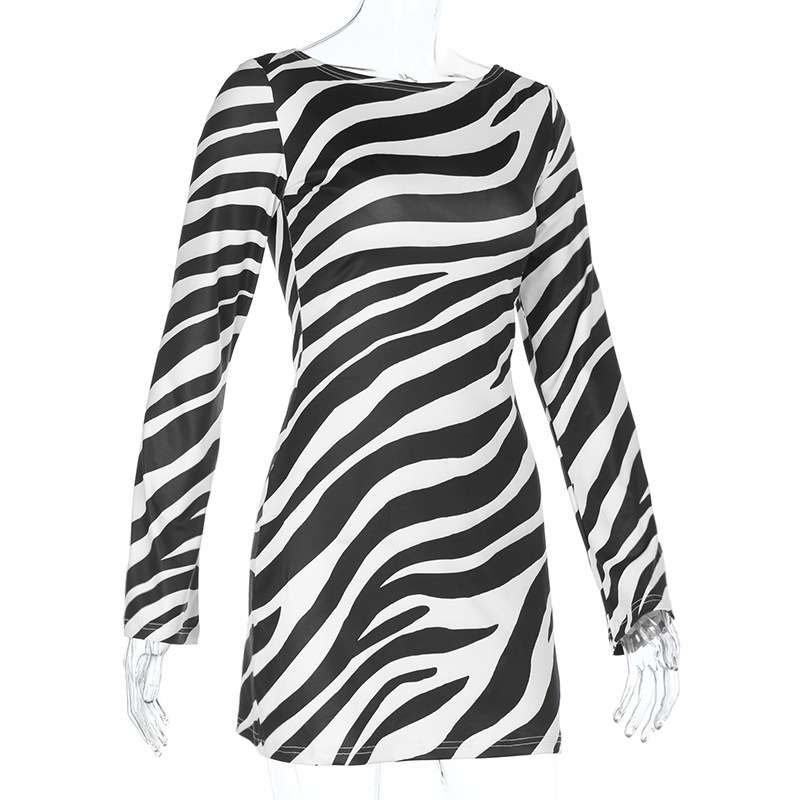 Stylish Zebra Print Long Sleeve Dress image 4