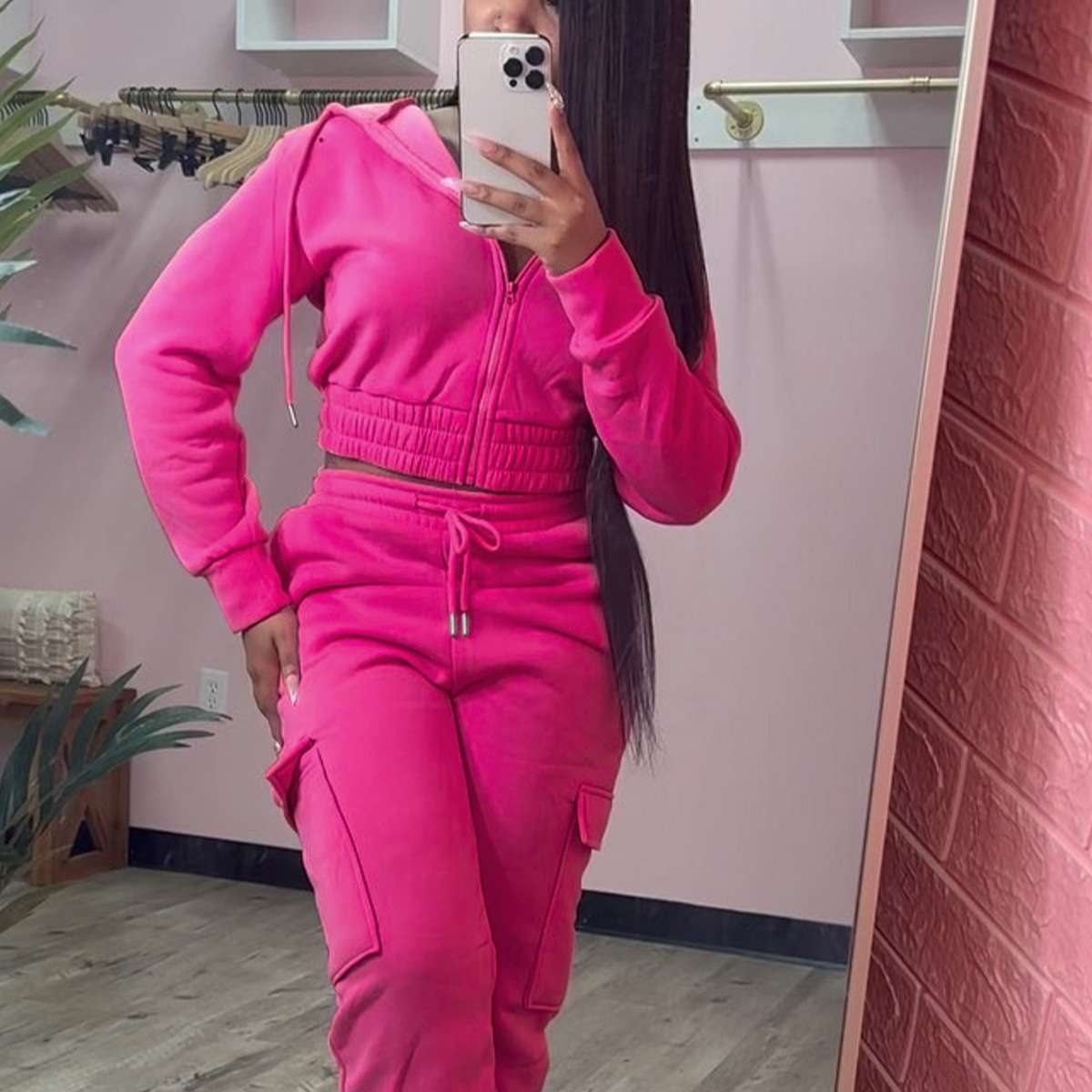 Vibrant Cropped Hoodie & Jogger Set image 2