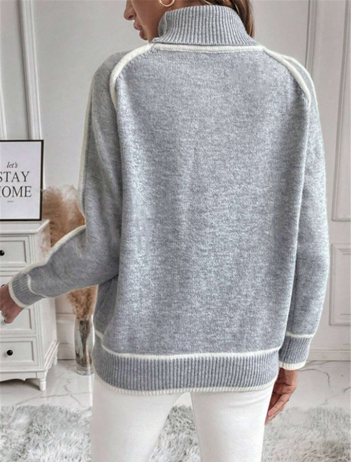 Casual Sweater with Stripe Details image 5