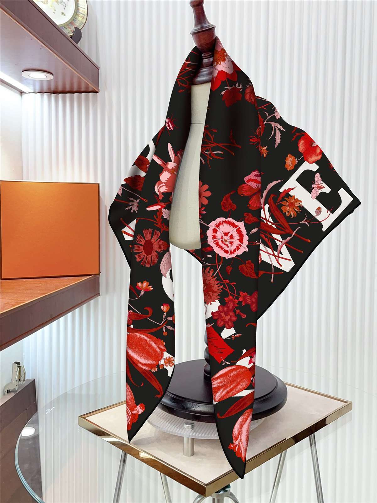 Scarf with Floral and Dragonfly Print - Free Size, Multi Red image
