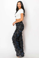 Frayed Ripped High Rise Pants image 1
