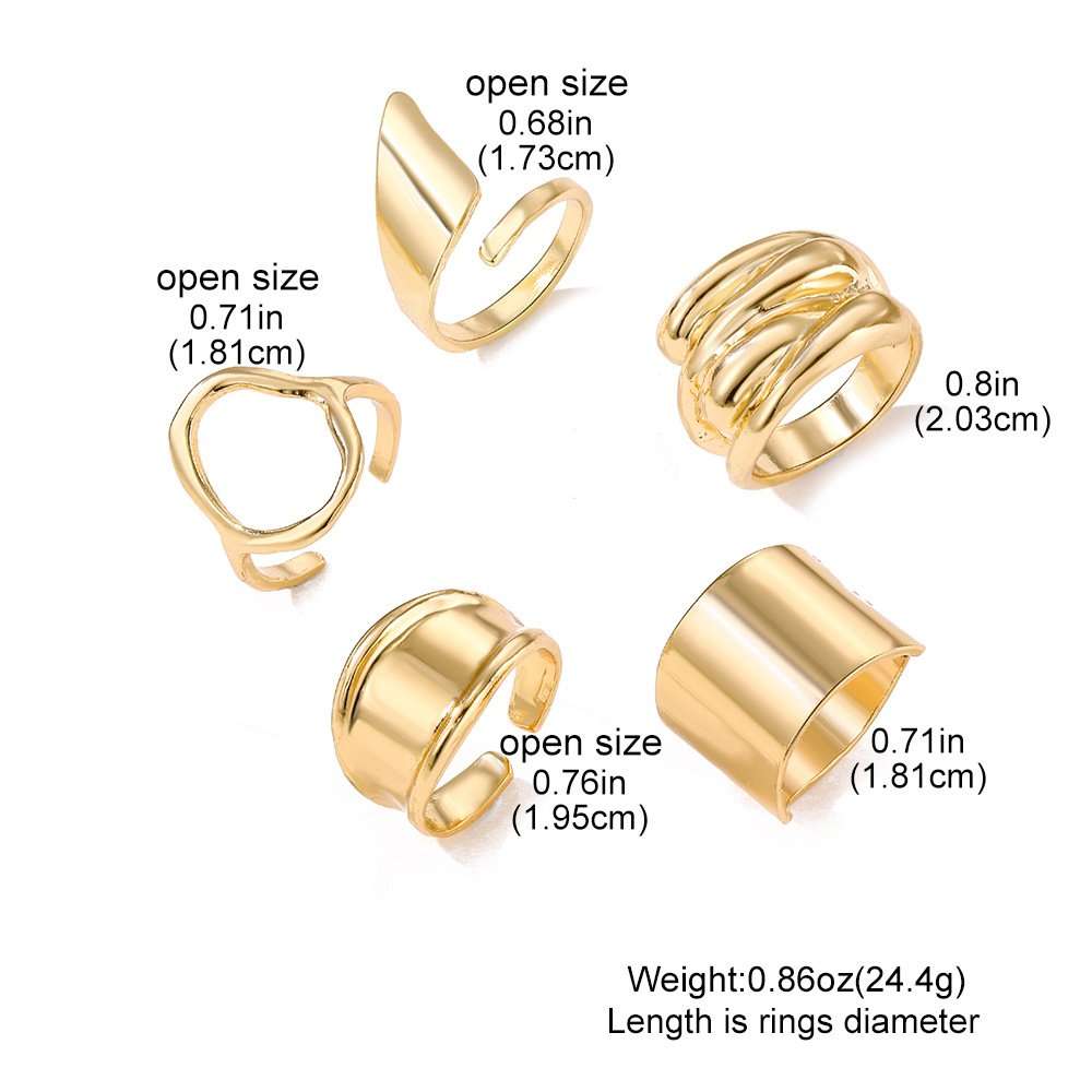 Set Of 5 Adjustable Finger Rings image 3