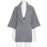 Knit Oversized Top with Draped Collar image 3