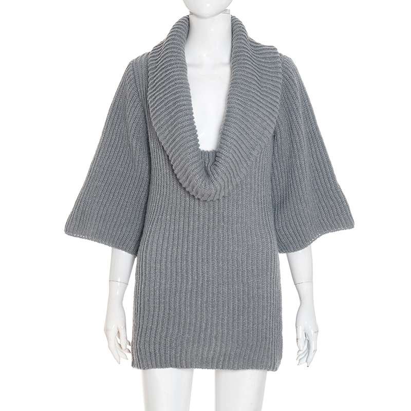 Knit Oversized Top with Draped Collar image 3