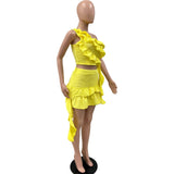 One-Shoulder Ruffle Crop Top & Skirt Set image 4