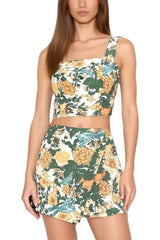 Floral Two-Piece Crop Top and Shorts Set image 0