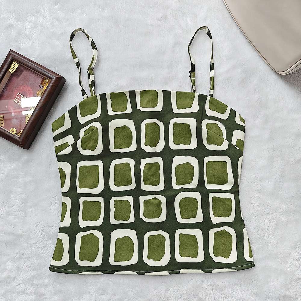 Green Geometric Print Camisole Top image 4
