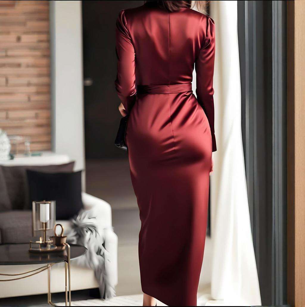 Elegant Satin Style Wrap Dress image 2