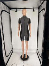 Contrast Trendy Zip-Front Romper image 5