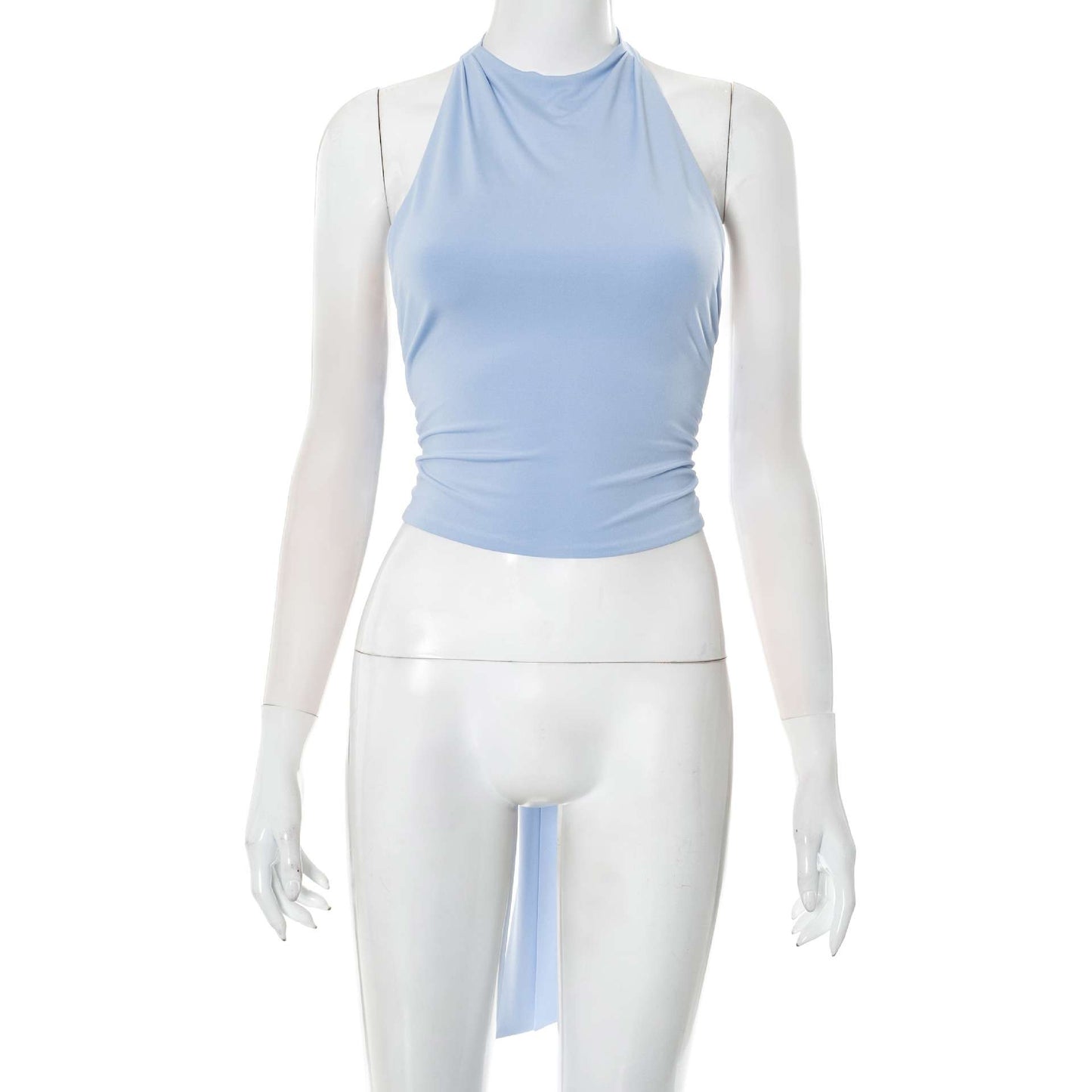 Sleeveless Halter Top with Ruched Detail image 2