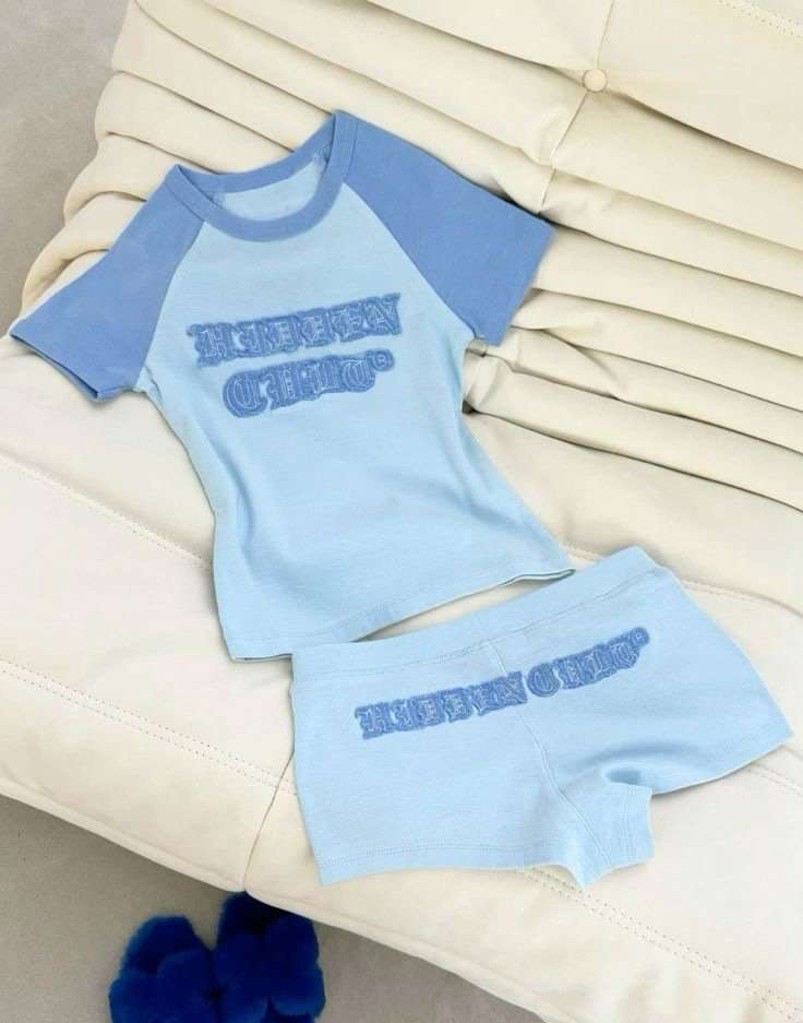 Graphic Tee & Shorts Set - L, Sky Blue image