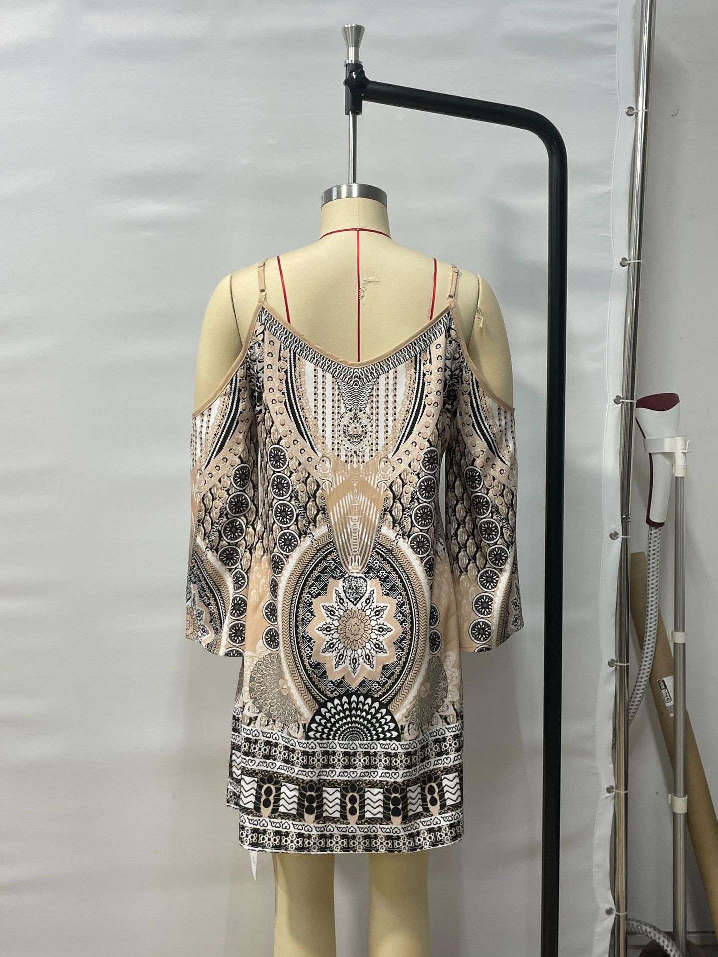 Bohemian Patterned Cold-Shoulder Dress image 2