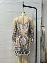 Bohemian Patterned Cold-Shoulder Dress image 2