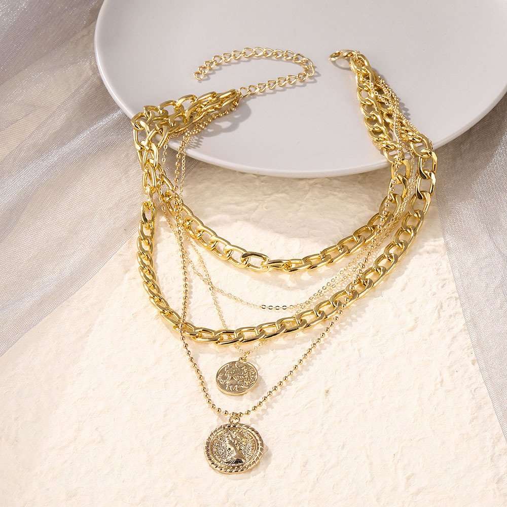 Stylish Multilayer Chain Pendant Necklace image 2
