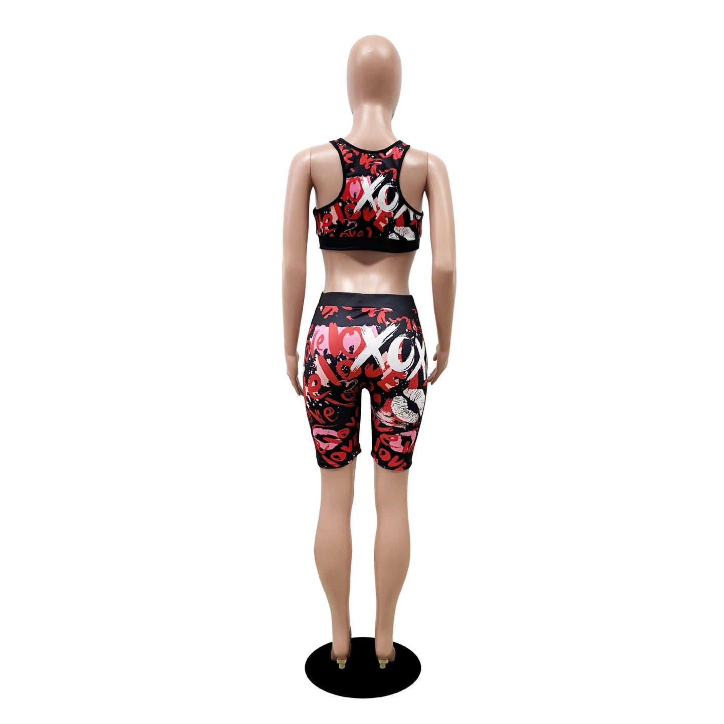Graphic Sports Bra and Shorts Set image 3