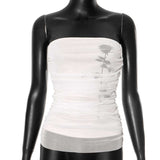 Ruched Strapless Top with Rose Shadow Design image 2