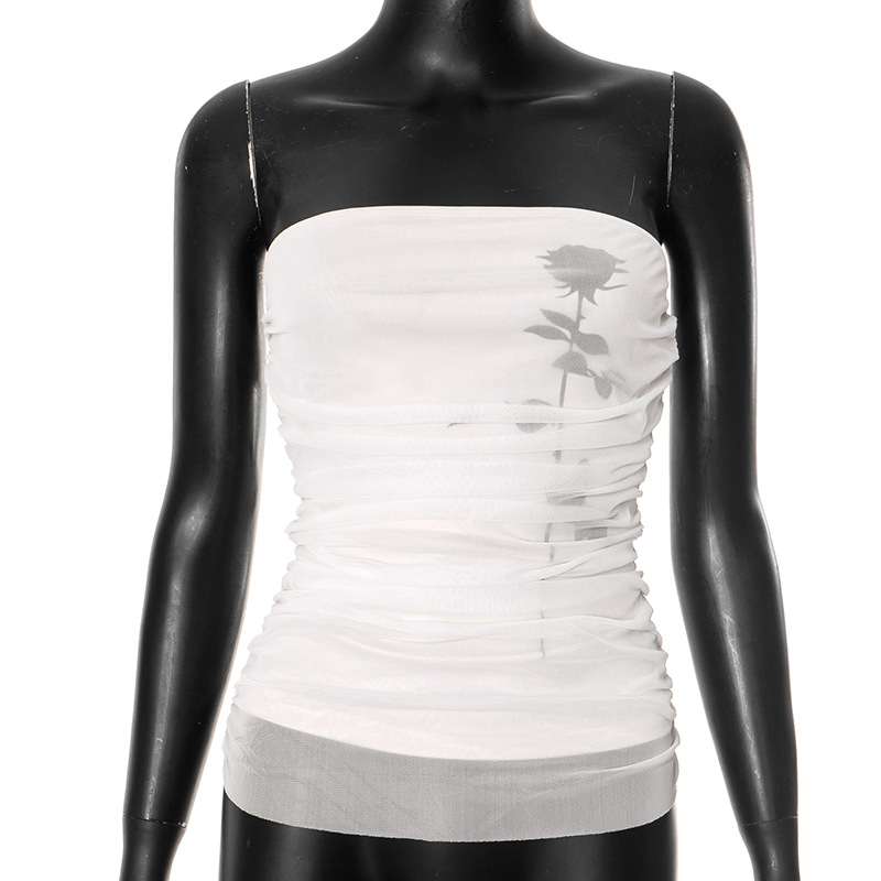 Ruched Strapless Top with Rose Shadow Design image 2