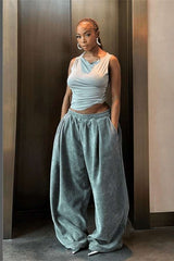 Urban Minimalist Corduroy Pants - S, Blue image