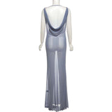 Elegant Blue Draped Evening Gown image 6