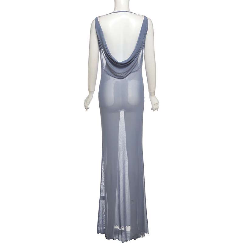 Elegant Blue Draped Evening Gown image 6