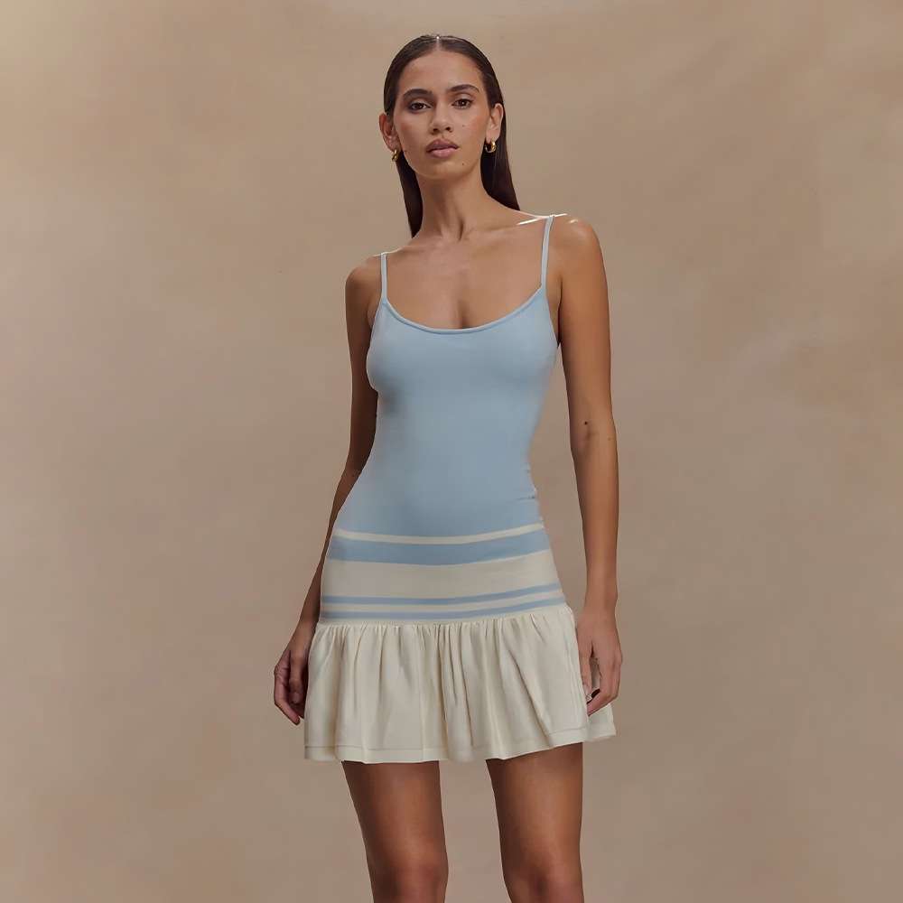 Striped Hem Dress with Ruffled Skirt image 3