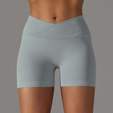 High-Waisted Seamless Athletic Shorts - White, L image