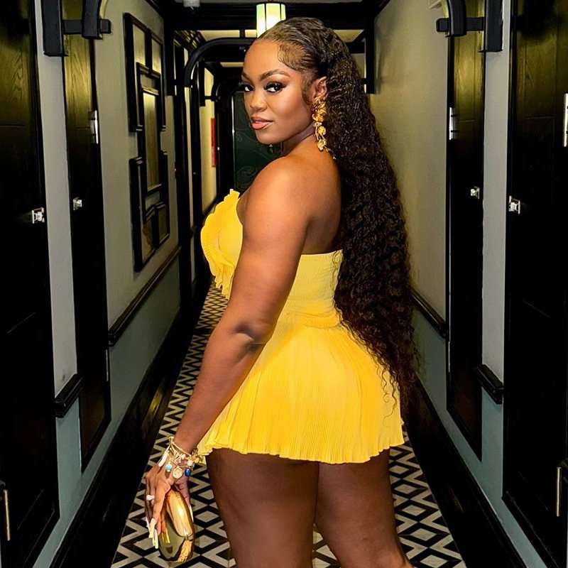 Strapless Mini Dress with Pleated Floral Appliqu? image 2