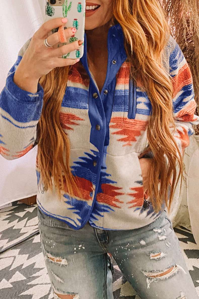 Sierra Aztec Fleece Jacket - S, Blue image