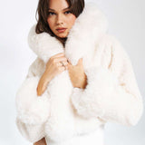 Luxurious Faux Fur Hooded Jacket image 0