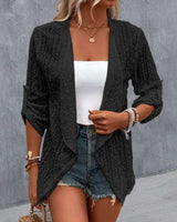 Pile up Sleeve Loose Fit Cardigan - M, Black image