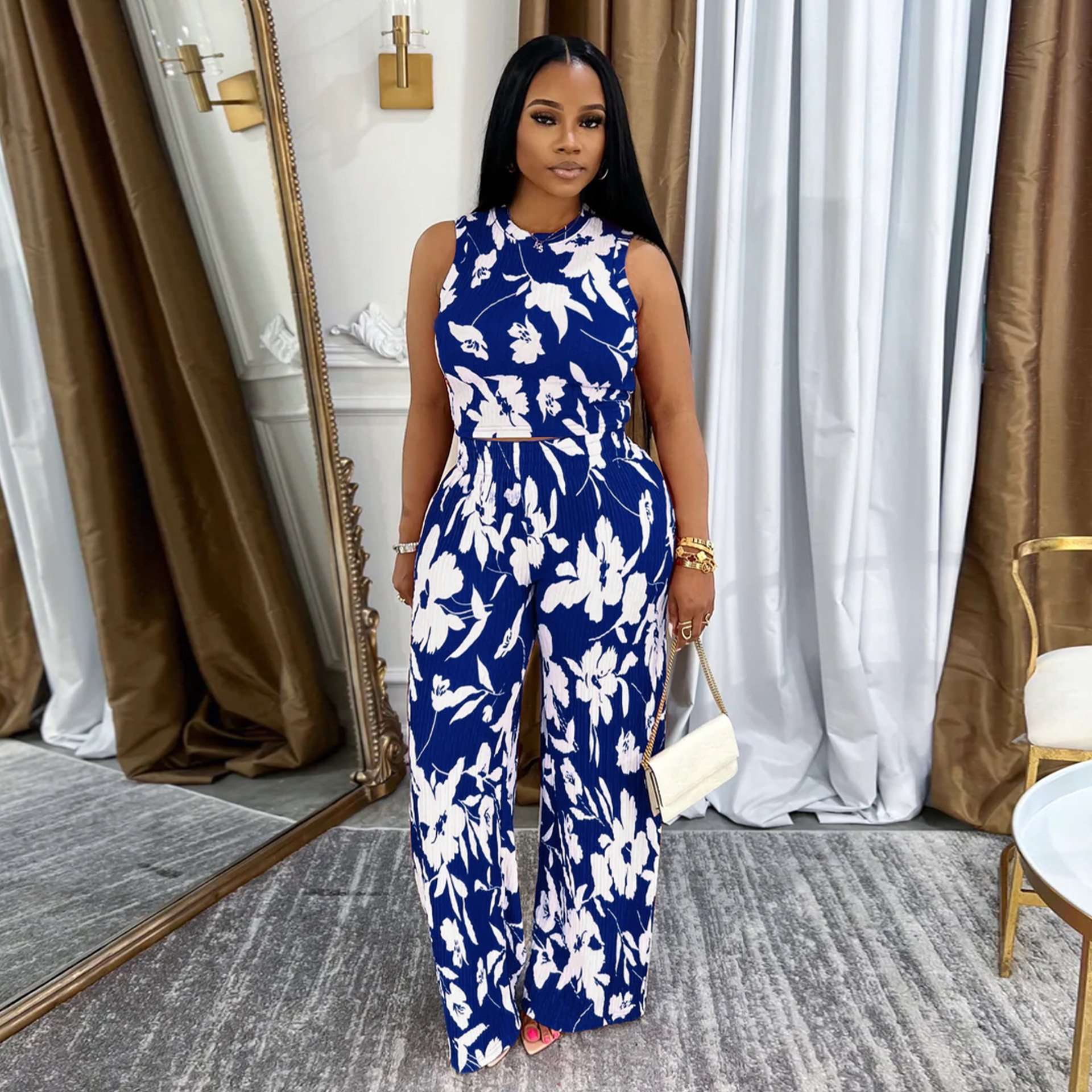 Island Bloom Sleeveless Set - L, Blue image