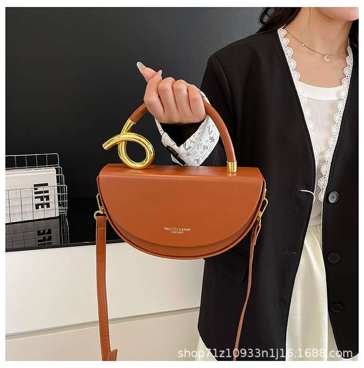 Semi-Circular Faux Leather Handbag image 0