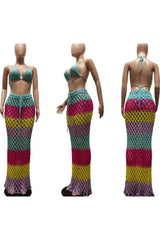Sexy Multicolor CrochetKnit Bikini Three Piece Swimwear image 3