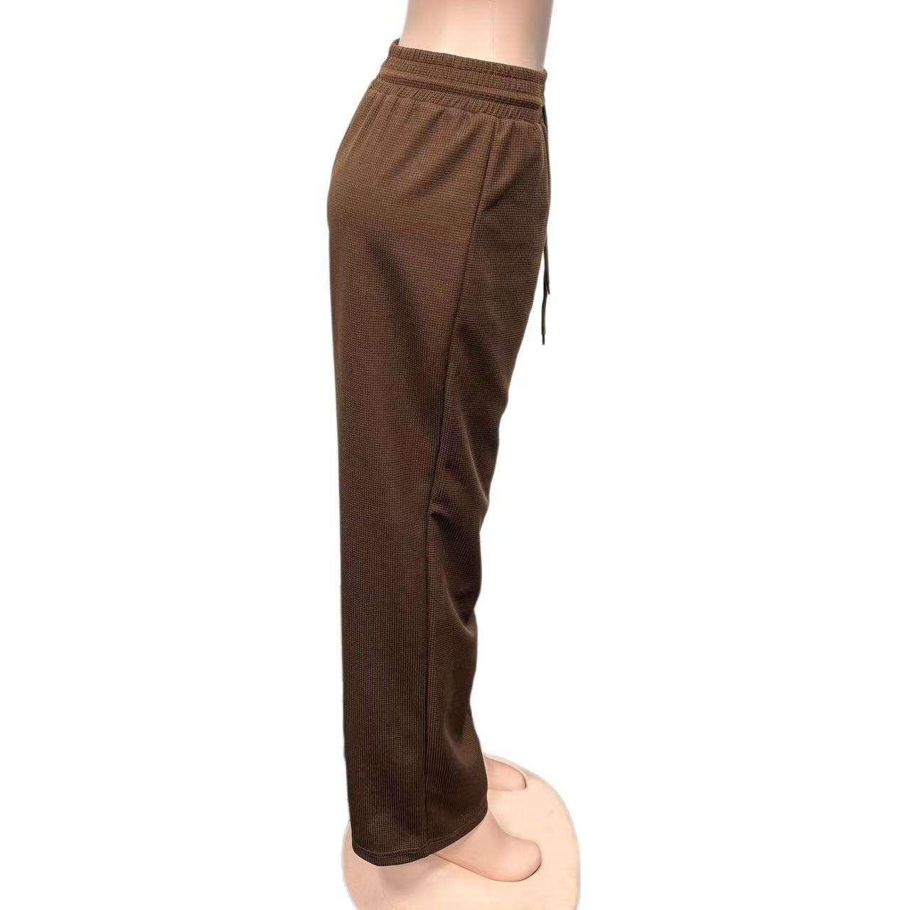 Brown Drawstring Casual Pants image 5