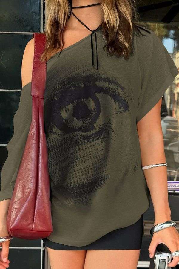 Graphic Oversized T-Shirt with Skull Design - L, Green image