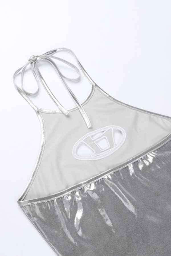 Sexy Halter Neck Metallic Sleeveless Fashion Crop Top image 5
