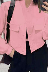 Casual Stand-Collar Button Jacket image 0