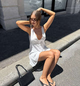 White Plunge V-Neck Mini Dress image 3