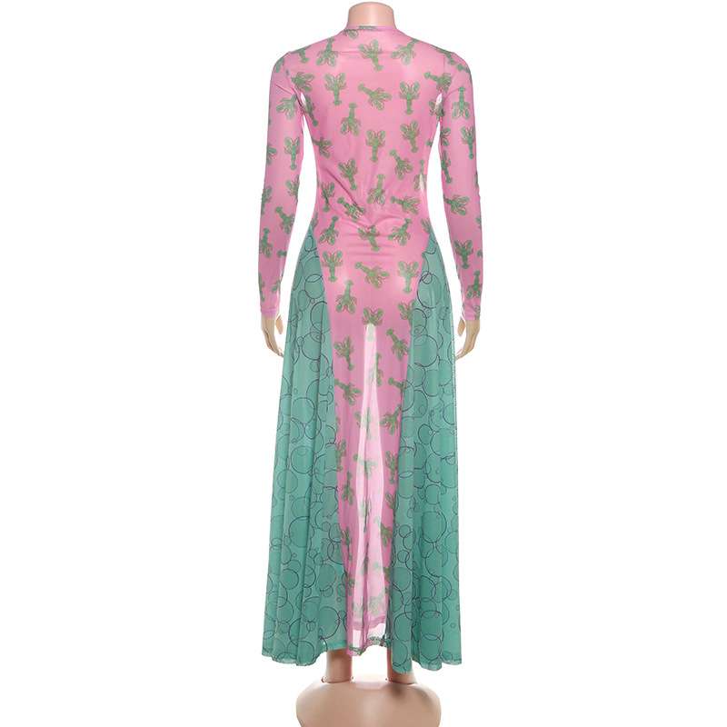 Vibrant Cactus Print Maxi Dress image 3