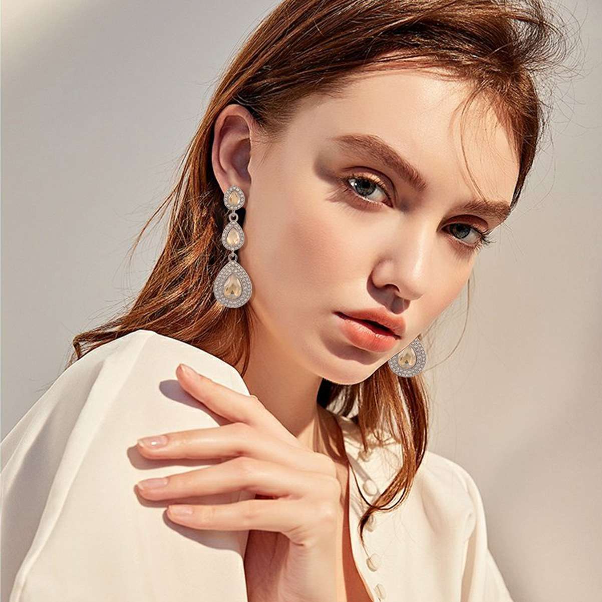 Boho Crystal Emerald Drop Earrings image 0