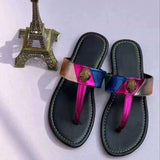 Colorful Metallic Strap Flip-Flops