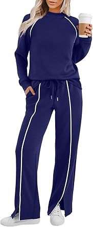 Casual Two-Piece Lounge Set - L, Blue image