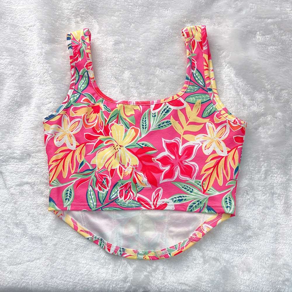 Floral Print Corset-Style Crop Top image 5